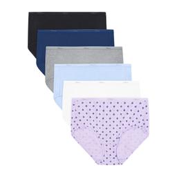 Hanes Women's Cotton Brief Underwear, Moisture-Wicking, 6-Pack Assorted 6