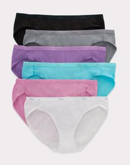 Hanes Women's Cotton Bikini Underwear, Cool Comfort, 6-Pack Assorted 5