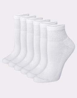Hanes Ultimate Women's Ankle Socks, Cushioned, 6-Pairs White 5-9