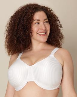 Playtex Secrets Perfectly Smooth T-Shirt Underwire Bra for Full-Figures White Stripe 36DDD Women's