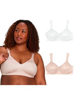 Playtex 18 Hour Ultimate Lift & Support Wireless Bra, 2-Pack White/Sandshell 38DDD Women's
