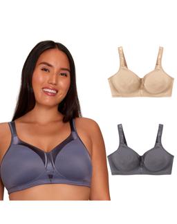 Playtex 18 Hour Silky Soft Smoothing Cool & Breathable Wireless Bra, 2-Pack Private Jet/Nude 36C Women's