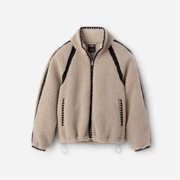 UGG® Women's Nikia Crochet UGG®fluff Jacket Fleece/Recycled Materials Tops in Putty,