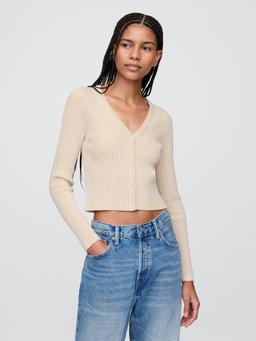Plaited Rib Crop Cardigan