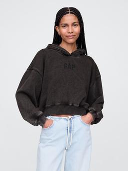 VintageSoft Crop Logo Hoodie
