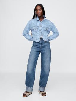 High Rise Crossover Barrel Jeans