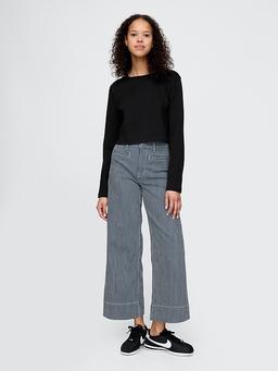 High Rise Stride Wide-Leg Ankle Jeans
