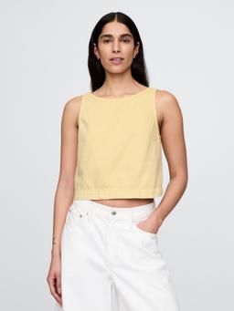 UltraSoft Denim Crop Shell Tank Top