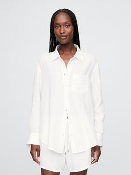 Cotton Gauze Button-Down Shirt