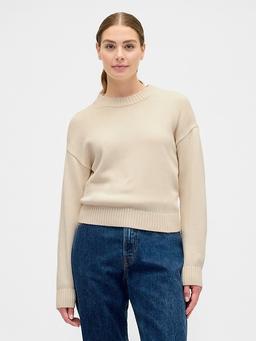 Relaxed Cable-Knit Crewneck Sweater
