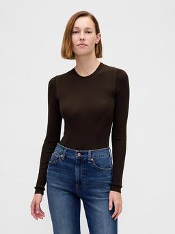 Sheer Rib Sweater Bodysuit