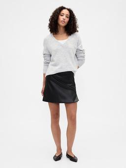Vegan-Leather Mini Skirt