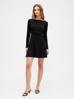 Modern Ribbed Boatneck Mini Dress