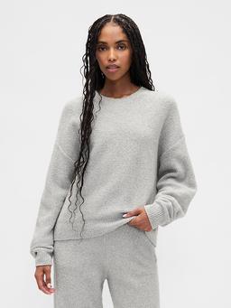 CashSoft Boucle Relaxed Crewneck Top