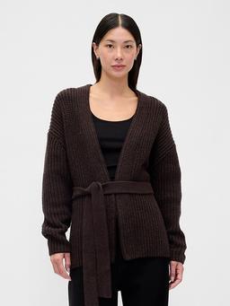 Cotton-Blend Wrap Cardigan Sweater
