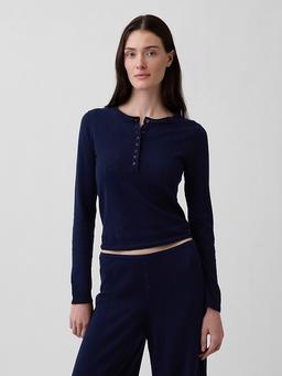 Lightweight CashSoft Pointelle Heart PJ Top