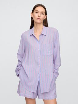 Linen-Blend Easy Shirt