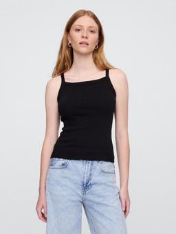 Ribbed Stripe Squareneck Tank Top