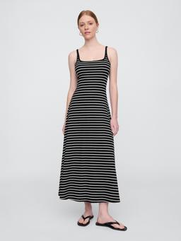 Ribbed Squareneck Midi Dress