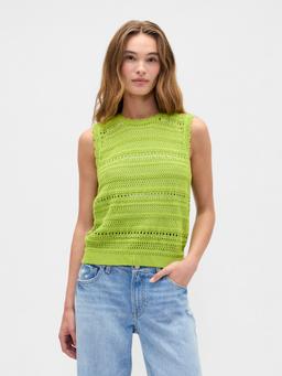 Sleeveless Mixed-Stitch Sweater Tank Top