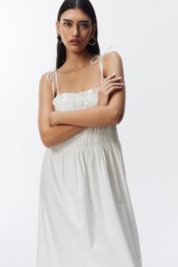 Smocked Dress with Tie Shoulder Straps