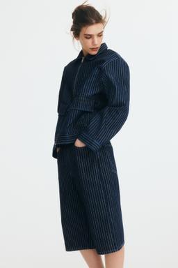 High-Waist Knee-Length Denim Shorts