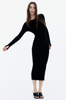 Rib-Knit Bodycon Dress with Low-Cut Back