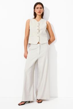 Wide-Leg Linen-Blend Pants
