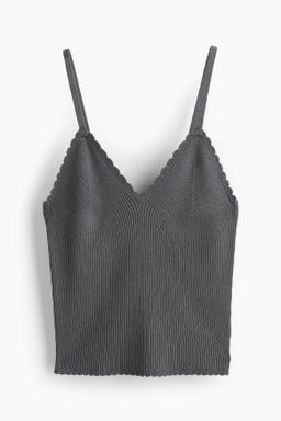Scalloped-edge Rib-knit Sleeveless Top