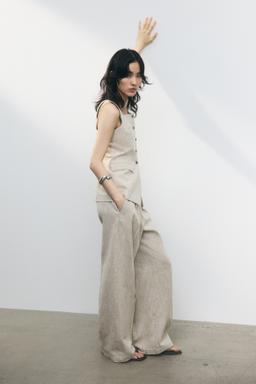 Wide-Leg Linen-Blend Pants