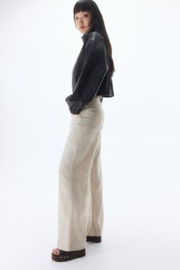 Wide-Leg Linen-Blend Pants
