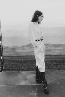 Linen-Blend Blouse with Eyelet Embroidery