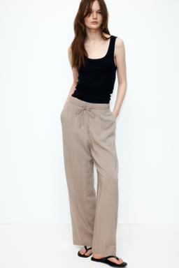 Wide-cut Pull-on Pants