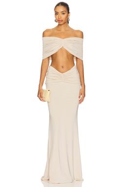 Drop Shoulder Top And Draped Long Skirt Set