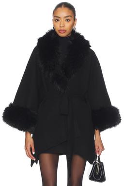 Joanne Sweater Coat With Faux Fur Trim