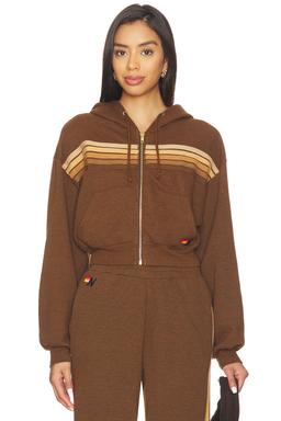 5 Stripe Cropped Zip Hoodie