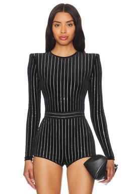 Crystal Velvet Long Sleeve Bodysuit