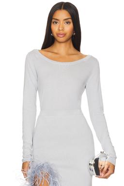 Grey Knit Top With Feathers