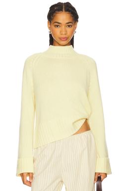 6-ply Cuffed Solid Boxy Mock Neck Top