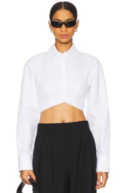Cropped Shirt With White Logo Elastic