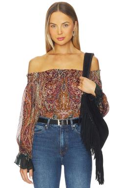 Smocked Detailed Off Shoudler Top