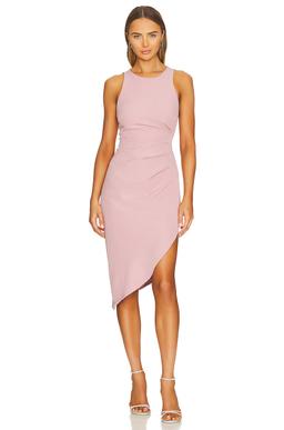 Ruched Asymmetrical Midi Dress