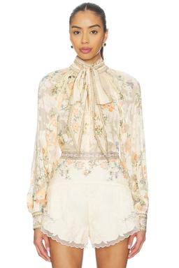 Detachable Bow Raglan Blouse