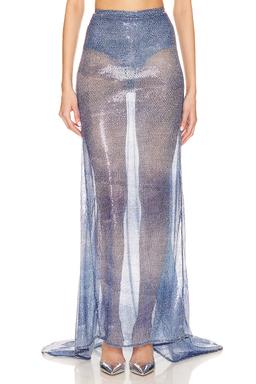 Denim Effect Sequin Skirt