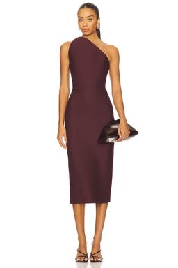 Asymmetric Cut Strapless Midi Dress