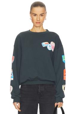 Ski Patch & Pass Collector Oversized Crew Sweatshirt