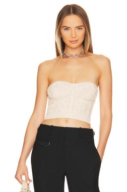 Cable Knit Bustier Strapless Top