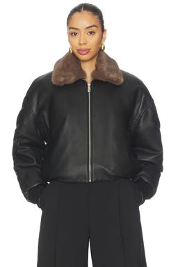Norna Leather Bomber Jacket