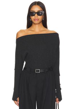 Cashmere Cuffed Off-shoulder Long Sleeve