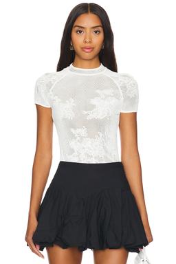 Lace Pointelle Short Sleeve Shirt